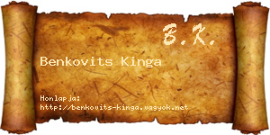 Benkovits Kinga névjegykártya
